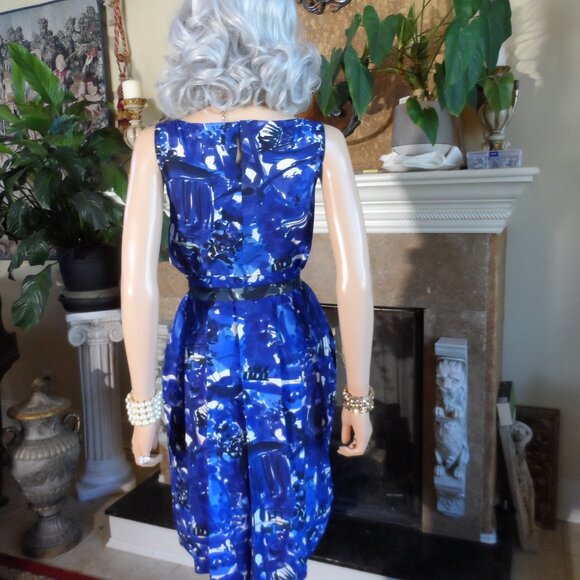 Marni Blue Abstract Print Sleeveless Cotton Dress Size IT 38- US 2 - Picture 13 of 16